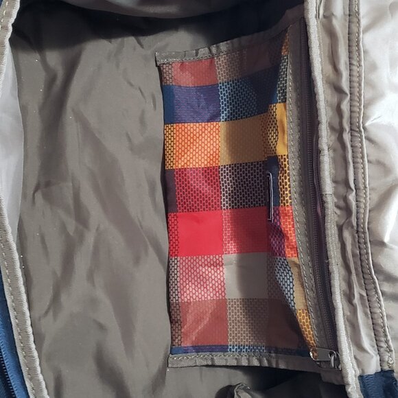 Vintage Skyway Travel Duffel Bag Large Blue Canvas & Leather Weekender - Picture 7 of 13